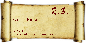 Raiz Bence névjegykártya